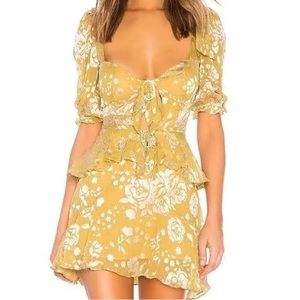 For love and lemons cosmo yellow floral dress with rhinestones size medium m nwt